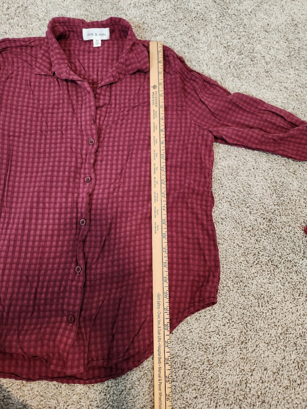 Cloth & Stone Classic Button Up Shirt In Merlot Harvest Size Medium - Picture 8 of 8